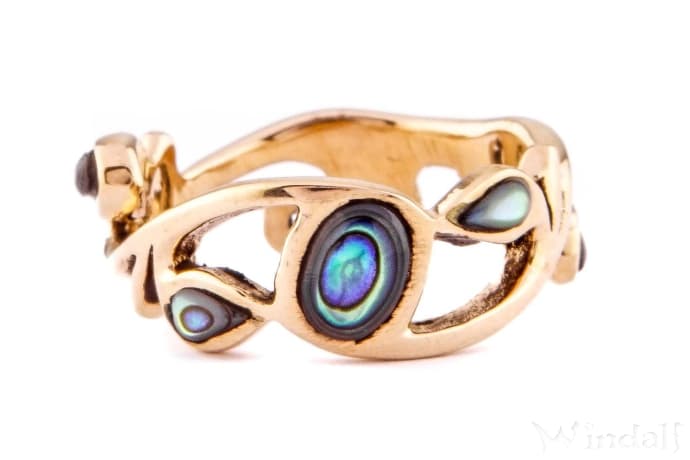 WINDALF Zauberhafter Damen Ring ARISHA 7 mm Seeopal Bronze - Windalf.de