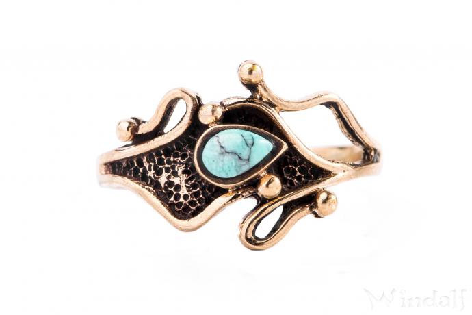 WINDALF Bohemia Damen Ring LUCA 12 mm Türkisring Bronzering - Windalf.de