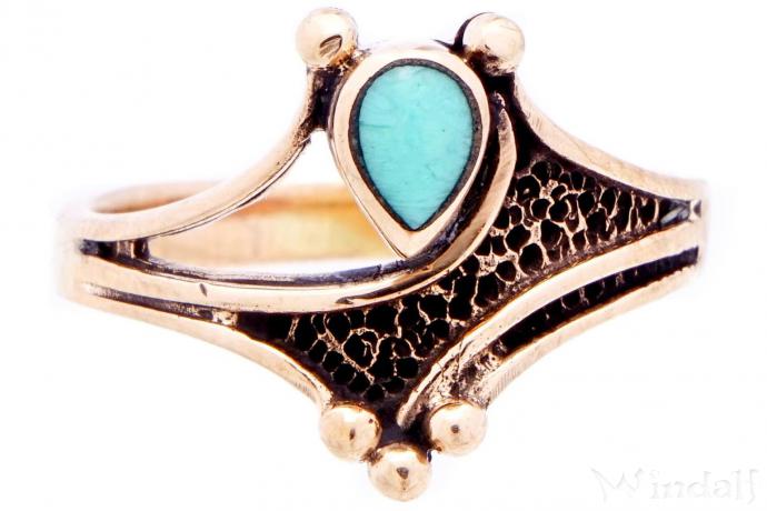 WINDALF Damen Ring ASKINA 12 mm Türkis Schmuck Bronze - Windalf.de