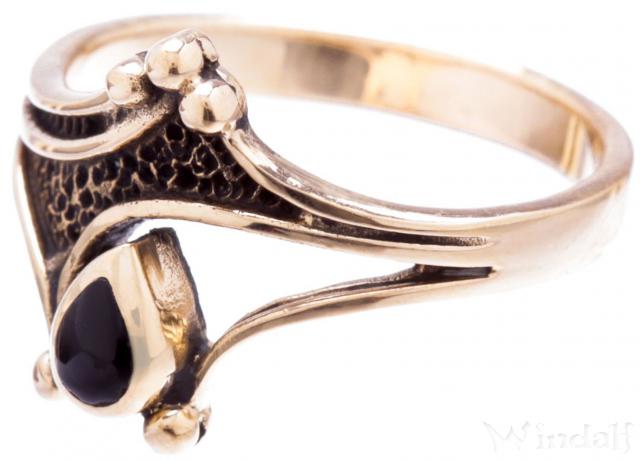 WINDALF Vintage Ring ASKINA 12 mm Gothic Schmuck Schwarzer Onyx Bronze - Windalf.de
