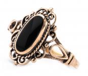 WINDALF Vintage Damen Ring DANIA 15 mm Schwarzer Onyx Bronze - Windalf.de