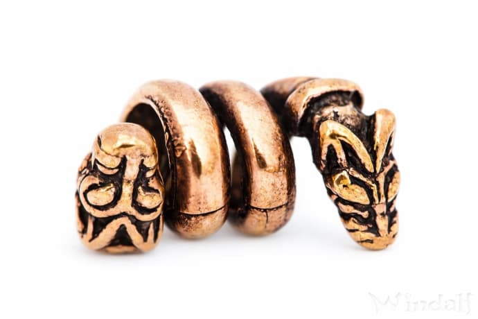 WINDALF Haarperle Bartschmuck ICON 20 mm Wikinger Hunde Nordischer Haarschmuck Bronze - Windalf.de