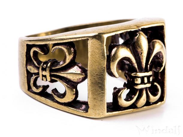 WINDALF Ritter Ring DARSAN 16 mm Schwertlilien Fleur de Lis Bronze WINDALF Ritter Ring DARSAN 16 mm Schwertlilien Fleur de Lis Bronze - Windalf.de