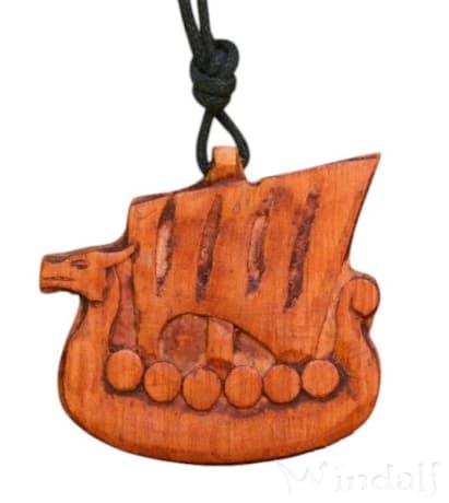 WINDALF Wikinger Schmuck Anhänger NORTHRI 4 cm Drachenschiff Vikings Handarbeit Holz - Windalf.de