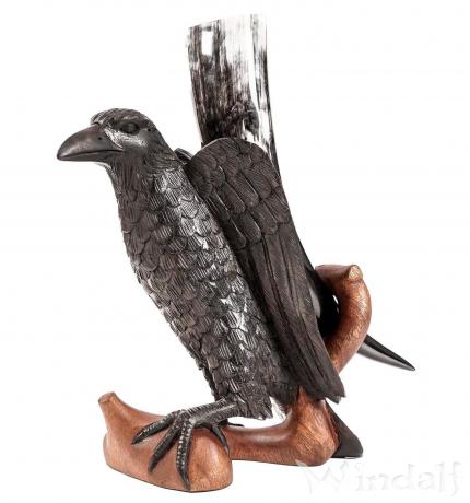 WINDALF Larp Trinkhornständer MUNIN 27 cm Vikings Schwarzer Rabe Handarbeit aus Holz WINDALF Larp Trinkhornständer MUNIN 27 cm Vikings Schwarzer Rabe Handarbeit aus Holz - Windalf.de