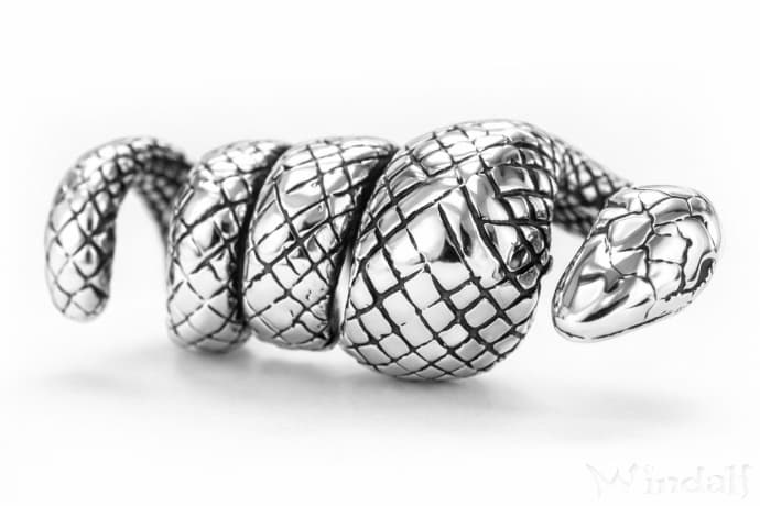 WINDALF Vikings Bartschmuck ANAKAR 25 mm Haarperle Schlangen-Schmuck Silber - Windalf.de