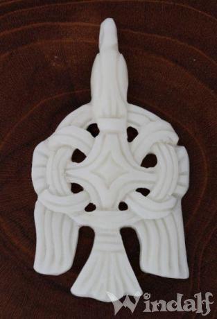 WINDALF Schmuck Anhänger MUNIN 5.3 cm Odins Rabe Vikings Handarbeit aus Knochen - Windalf.de