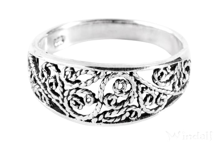 WINDALF Mittelalter Damen-Ring MIRA 8 mm Lebens-Spiralen Ornamentik Silber - Windalf.de