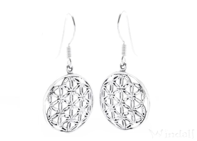 WINDALF Zarte Damen Ohrhänger BLUME DES LEBENS 3.2 cm Bohemia Ohrringe Silber - Windalf.de