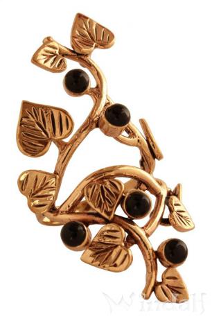 WINDALF Langer Vintage Ring ARWENA 45 mm Elfenring Bätterring Onyx Bronze - Windalf.de
