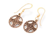 WINDALF Ohrhänger ASKA Ø 1.4 cm Keltisches Kreuz Bronze - Windalf.de