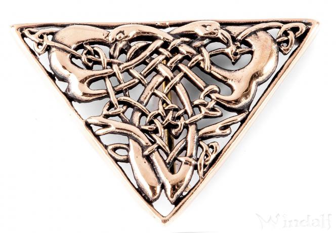 WINDALF Keltische Fibel SKADI 5.0 cm Celtic Gewandschmuck Raben Bronze - Windalf.de