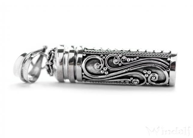 WINDALF Bohemia Parfüm-Fläschchen Anhänger ALYA 4.8 cm Schmuck-Flakon mit Fach Handgearbeitet Silber - Windalf.de