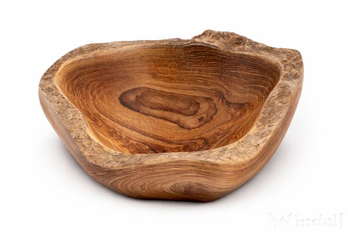 WINDALF Kleine Teak-Schale AMADA &Oslash; 12 cm Schmuckschale Obst-Schale Handarbeit Wurzelholz - Windalf.de