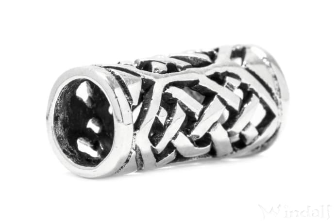 WINDALF Kelten Haarperle Bartschmuck RONAR 15 mm Celtic Haarschmuck mit Knoten Silber - Windalf.de