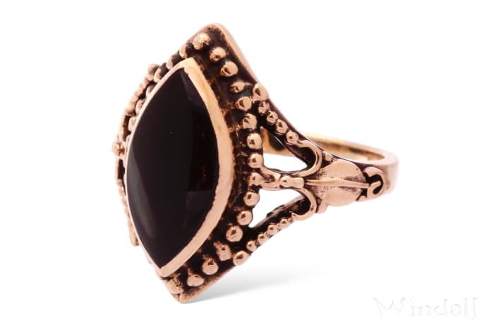 WINDALF Mittelalter Ring SKANA 22 mm Schwarzer Onyx Gothic Schmuck Bronze WINDALF Mittelalter Ring SKANA 22 mm Schwarzer Onyx Gothic Schmuck Bronze - Windalf.de