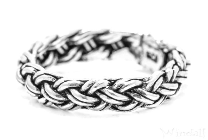 WINDALF Vikings Bandring ALFADIR 5 mm Wikinger-Knoten Partnerring Zopf Silber - Windalf.de