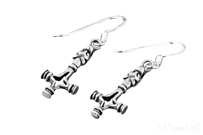 WINDALF Wikinger Ohrschmuck WOLFSKREUZ 4 cm Vikings Kraft Amulett Thorshammer Silber WINDALF Wikinger Ohrschmuck WOLFSKREUZ 4 cm Vikings Kraft Amulett Thorshammer Silber - Windalf.de