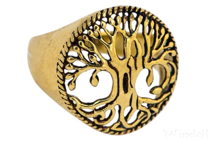 WINDALF Celtic Irischer Ring RUNA 17 mm Keltischer Lebensbaum Bronze - Windalf.de