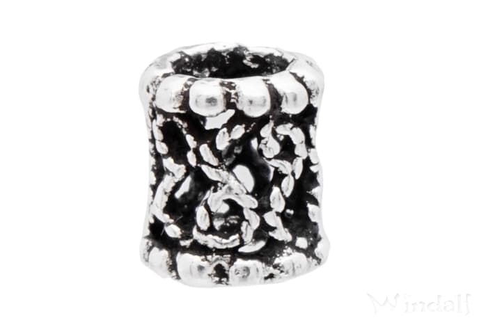 WINDALF Kleine Mittelalter Bart& Haarperle MIRA 6 mm Kettenperle Silber - Windalf.de