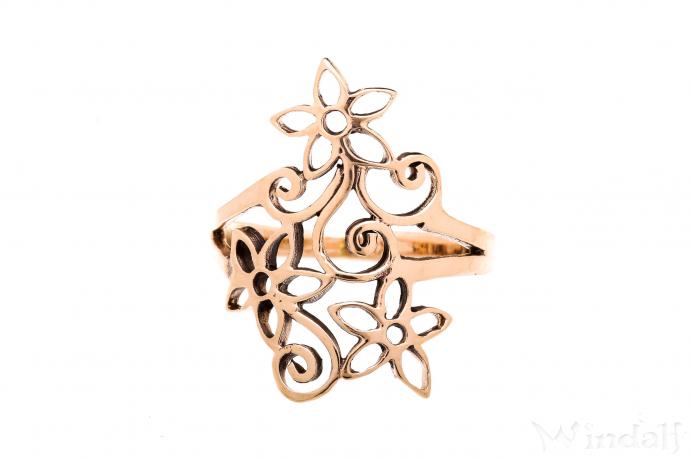 WINDALF Damen Ring TARA 22 mm Zauberblumen Vintage Bronze - Windalf.de