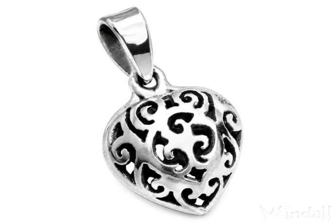 WINDALF Bohemia Damen Schmuck Anh&auml;nger ILLY 2 cm Herz Schmuck mit keltischer Triskele Silber - Windalf.de