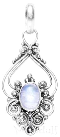 WINDALF Damen Schmuck Anhänger MEDUNA 3.3 cm Mondstein Handarbeit Silber - Windalf.de