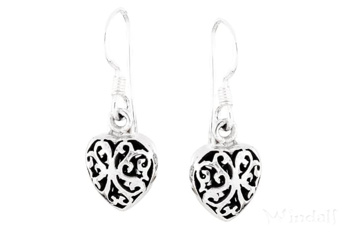 WINDALF Zarte Damen Ohrringe AMIRA 2.8 cm Herz der Liebe Herzschmuck Silber - Windalf.de
