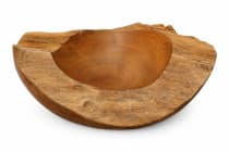 WINDALF Rustikale Holzschale TINA &Oslash; 22 cm Gem&uuml;seschale Tiefe Schale Handarbeit aus Teakholz - Windalf.de