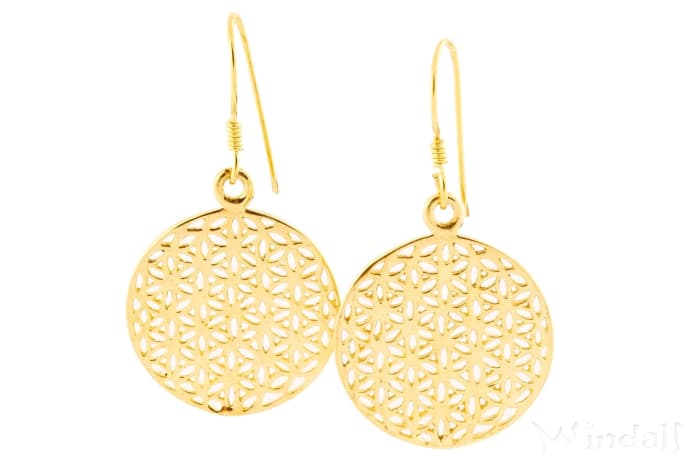 WINDALF Ohrringe SVALA 3.5 cm Die Blume des Lebens Bronze - Windalf.de