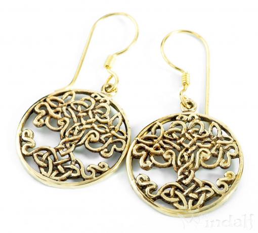 WINDALF Celtic Ohrringe VERUNA 3.5 cm Keltischer Baum Yggdrasil Bronze - Windalf.de