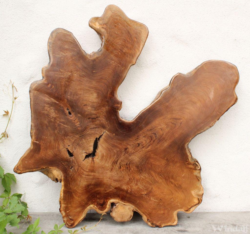 WINDALF Wurzelholz Tischplatte THORHALLA 86 cm Rustikale Servierplatte