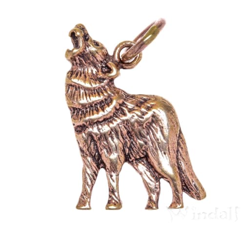 WINDALF Schmuck-Anhänger DASAN 2.5 cm Kraftamulett Wolf Bronze - Windalf.de