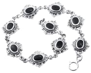 WINDALF Gothic Damen Armkette MEDIEVALE 19 cm Mittelalter Armschmuck mit schwarzem Onyx Freundschaftsband Silber - Windalf.de