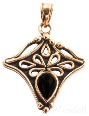 WINDALF Bohemian Anhänger MELIA 3.8 cm Mittelalter Onyx Schmuck Bronze - Windalf.de