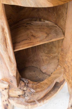 WINDALF Rustikale Minibar SURTUR 97 cm Vintage Baumstamm-Regal