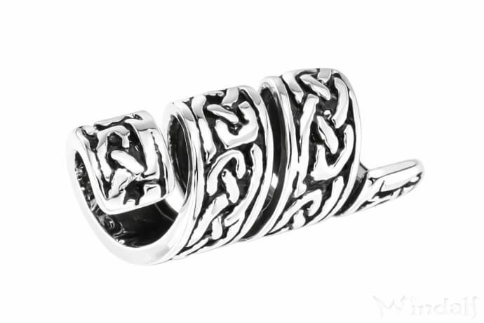 WINDALF Irischer Bartschmuck RIGANI 19 mm Keltischer Knoten Haarschmuck Vintage Silber - Windalf.de