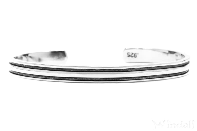 WINDALF Vintage Armreif TYRON &Oslash; 6 cm 2 Streifen Armschmuck Silber - Windalf.de