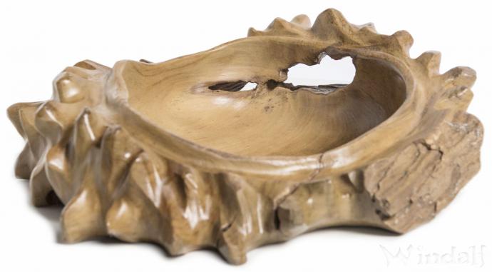 WINDALF Natur Teak-Holz-Schale REDARA 33 cm Geschenkkorb Korallen Handarbeit Wurzelholz - Windalf.de