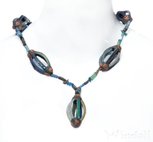 WINDALF Wikinger Perlenkette MARIYA 50 cm Bunt mit Netzperlen Antike Perlen - Windalf.de