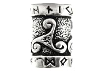 WINDALF Wikinger Haar& Bartperle TRIRUNA &Oslash; 7 mm Runen & Triskele Vintage Silber - Windalf.de