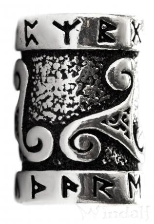 WINDALF Celtic Haar& Bartperle TRIRUNA Ø 7 mm Runen & Triskele Vintage Silber - Windalf.de