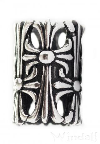 WINDALF Mittelalter Haar& Bartperle SIGARD 13 mm Ritter Kreuze Silber - Windalf.de