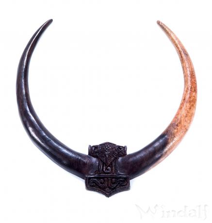 WINDALF Wikinger Torques THYR Ø ca. 13 cm Thorshammer Handarbeit aus Holz - Windalf.de