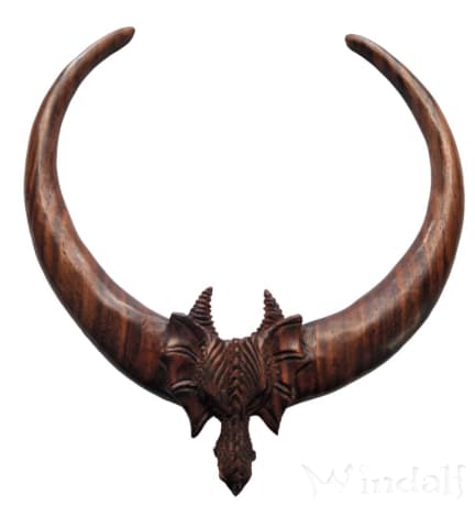 WINDALF Drachen Schmuck Torques ARNE Ø ca. 15 cm Drachenkopf Holz Schmuck Handarbeit aus Holz - Windalf.de