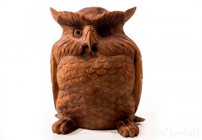 Garten Deko Holzfigur ~ OZZY ~ 30 cm - Große Eule - Vintage Holzdeko