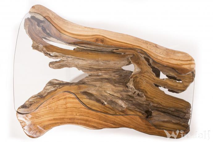 WINDALF Natur Wohnzimmertisch KAYA 126 cm Rivertable Couchtisch UNIKAT Handarbeit Wurzelholz - Windalf.de