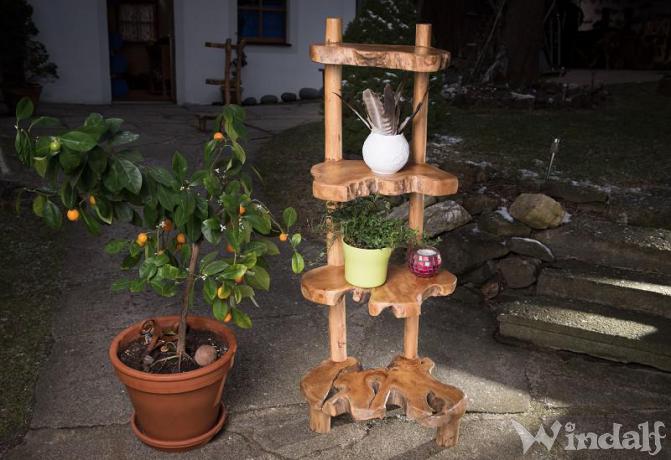 WINDALF Natürliches Holzregal LOLA 124 cm Vintage Stehregal