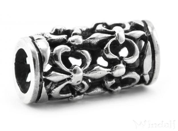 WINDALF Mittelalter Bartperle & Haarperle FLORAZ 15 mm Fleur de Lis Haarschmuck Silber - Windalf.de