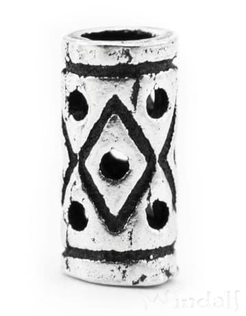 WINDALF Kleine Bohemia Haar& Bartperle CYRA 7 mm Wikinger Muster Silber - Windalf.de